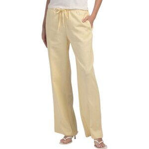 RACHEL ZOE Linen Blend Wide Leg Pull On Pants With Drawstring
